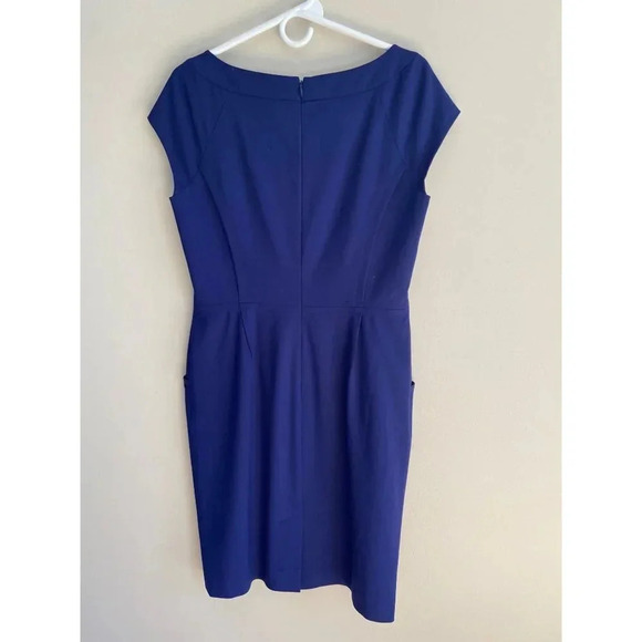 Lafayette 148 New York Cobalt Blue Wool Blend Sheath Dress Size 6 Boatneck - Picture 6 of 11